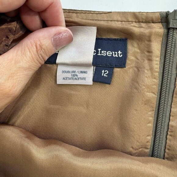 Vintage Tristan & Iseut Sheer Chiffon Floral Camel Color Maxi Skirt Sz 12 Lined - Picture 10 of 12